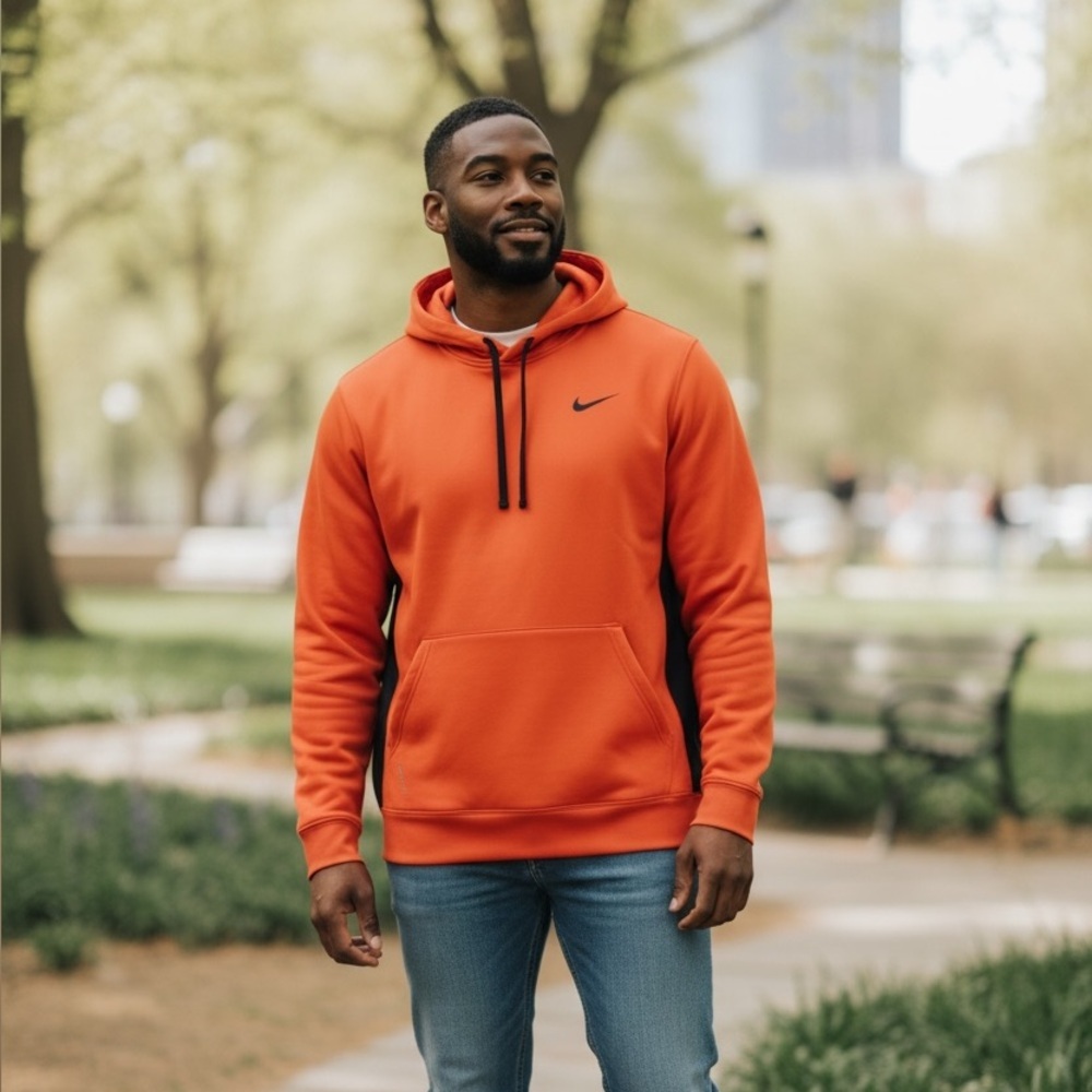 Nike Therma-Fit Training Hoodie Mens XL Orange Black Pullover  Sweatshirt NWT - Picture 15 of 15